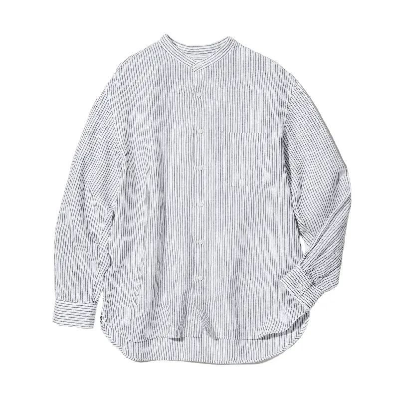 

Рубашка Uniqlo 100% Linen Striped, белый/синий