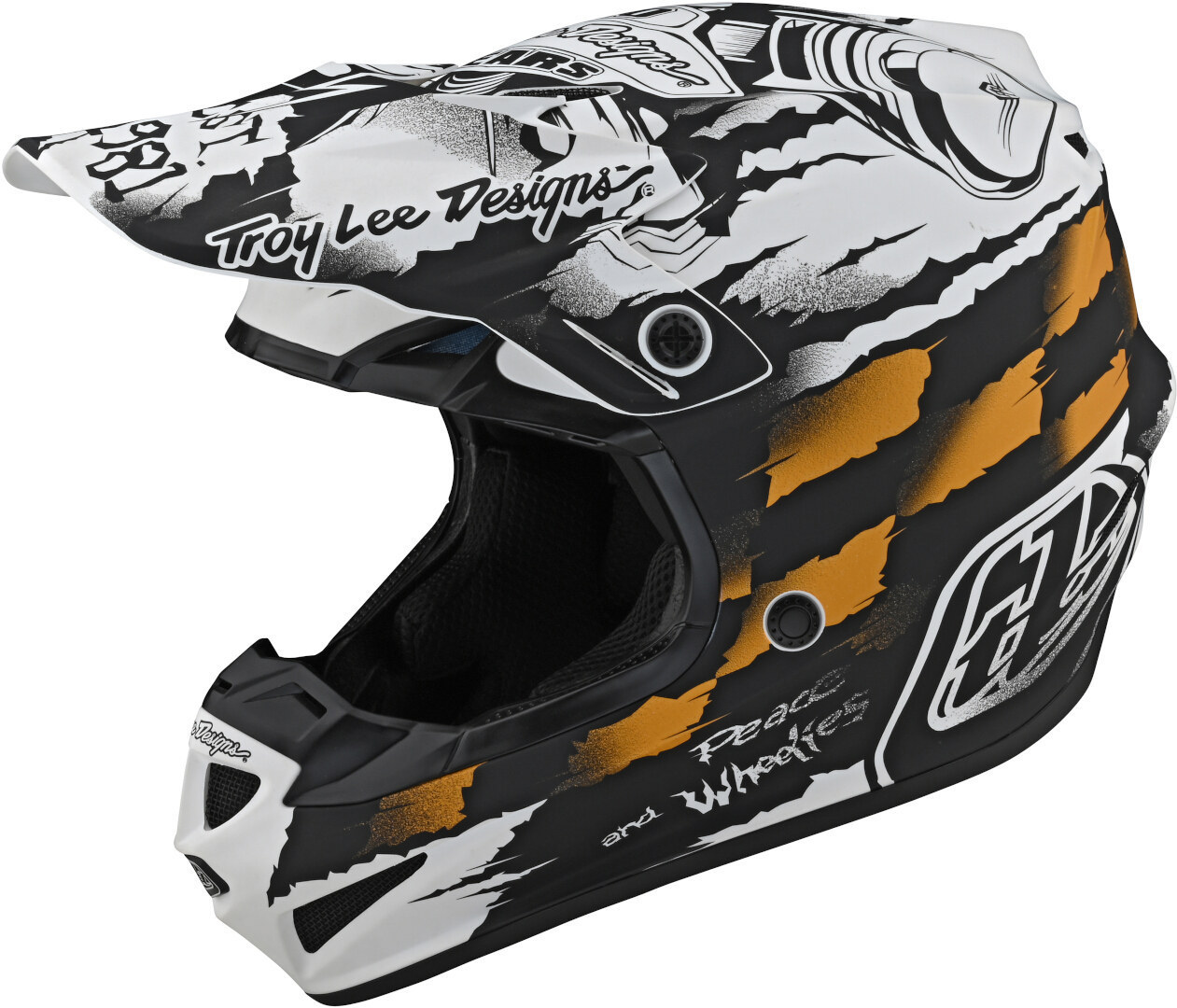 Шлем Troy Lee Designs SE4 Strike для мотокросса, бело-черный