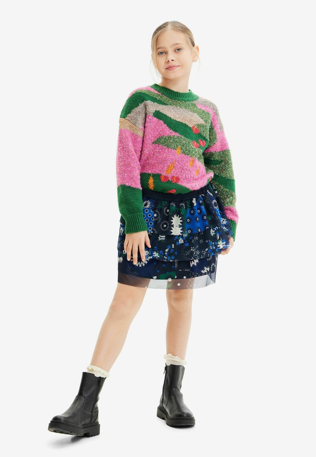 

Юбка-колокольчик Floral Tulle Desigual, синий