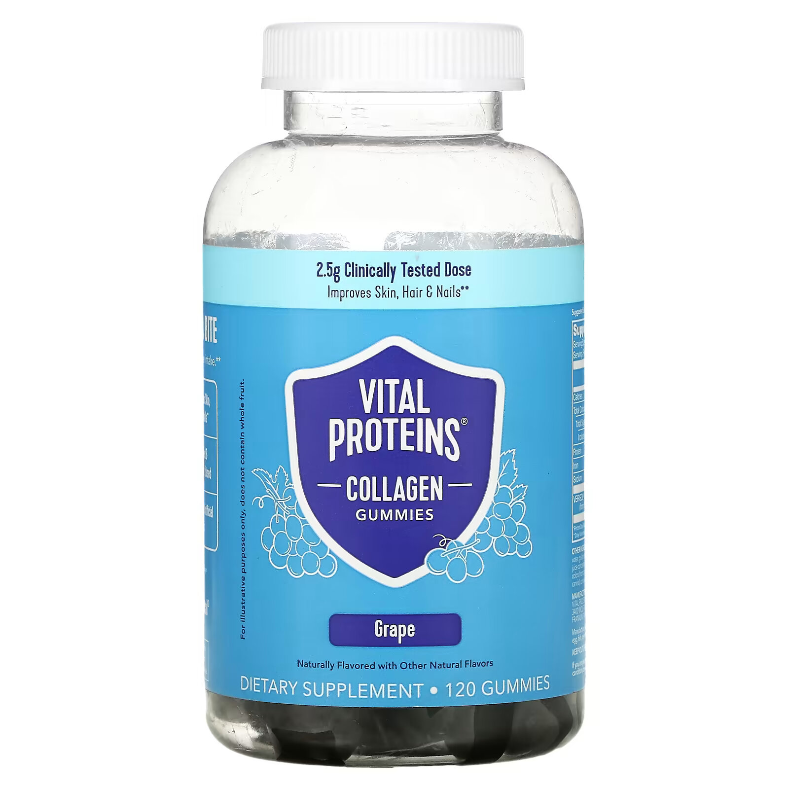 Vital Proteins, Жевательные мармеладки с коллагеном, виноград, 120 жевательных таблеток vital proteins мультивитамины для женщин малина 90 жевательных таблеток