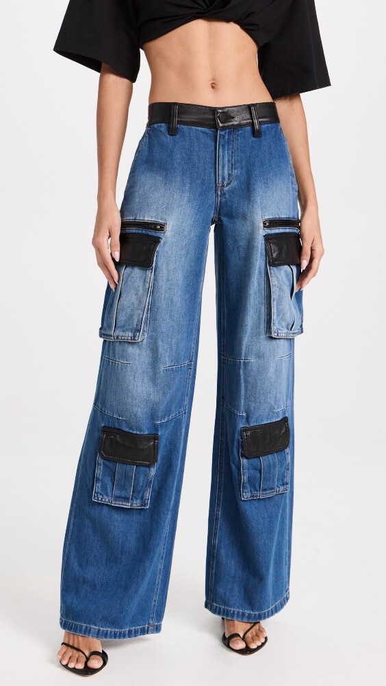 

Джинсы alice + olivia Joette Combo Vegan Cargo, синий