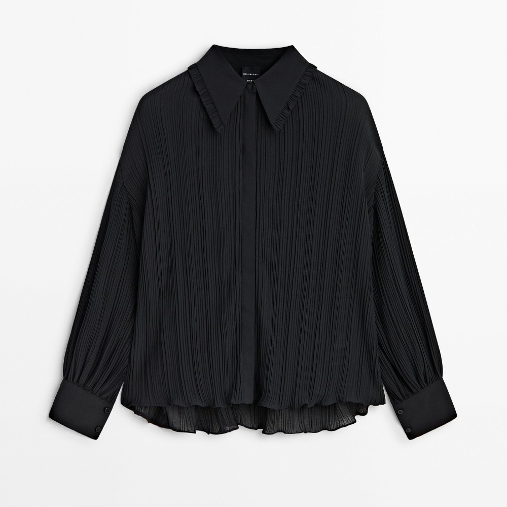 

Рубашка Massimo Dutti Pleated - Studio, черный