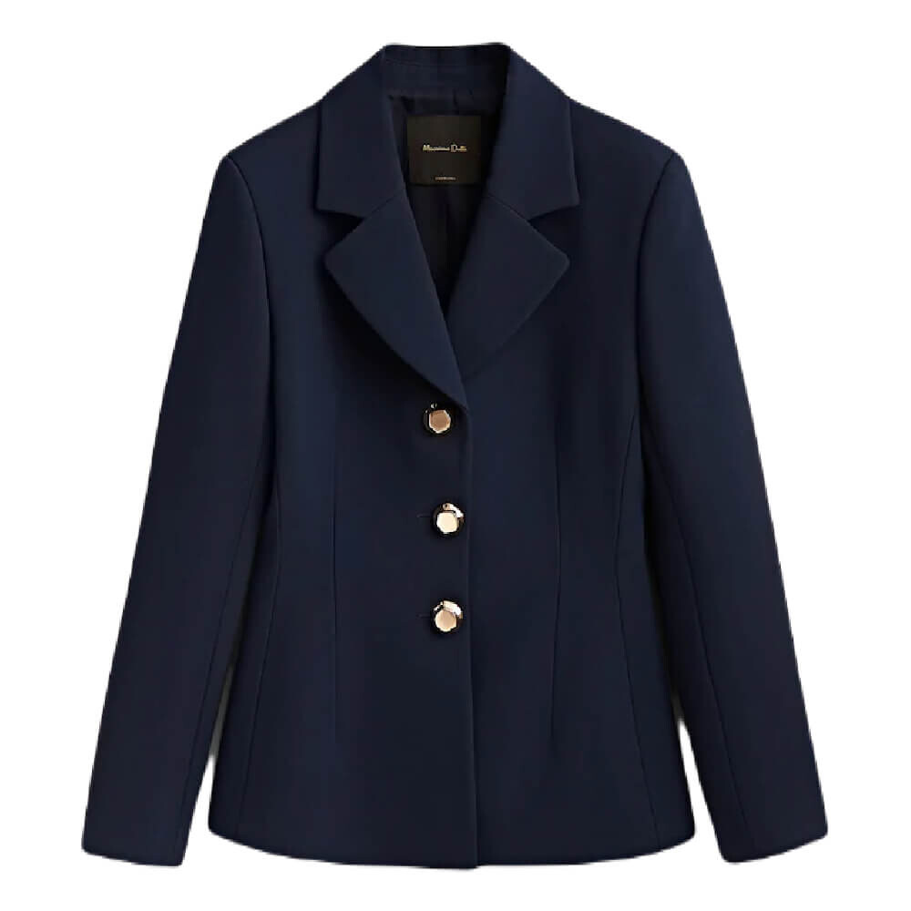 

Пиджак Massimo Dutti Suit With Golden Buttons, темно-синий