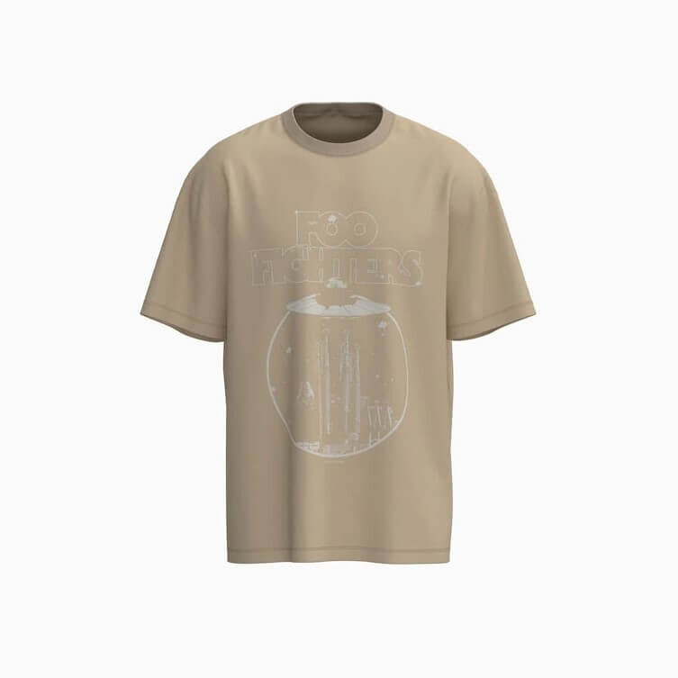

Футболка Bershka Foo Fighters Print Boxy, коричневый