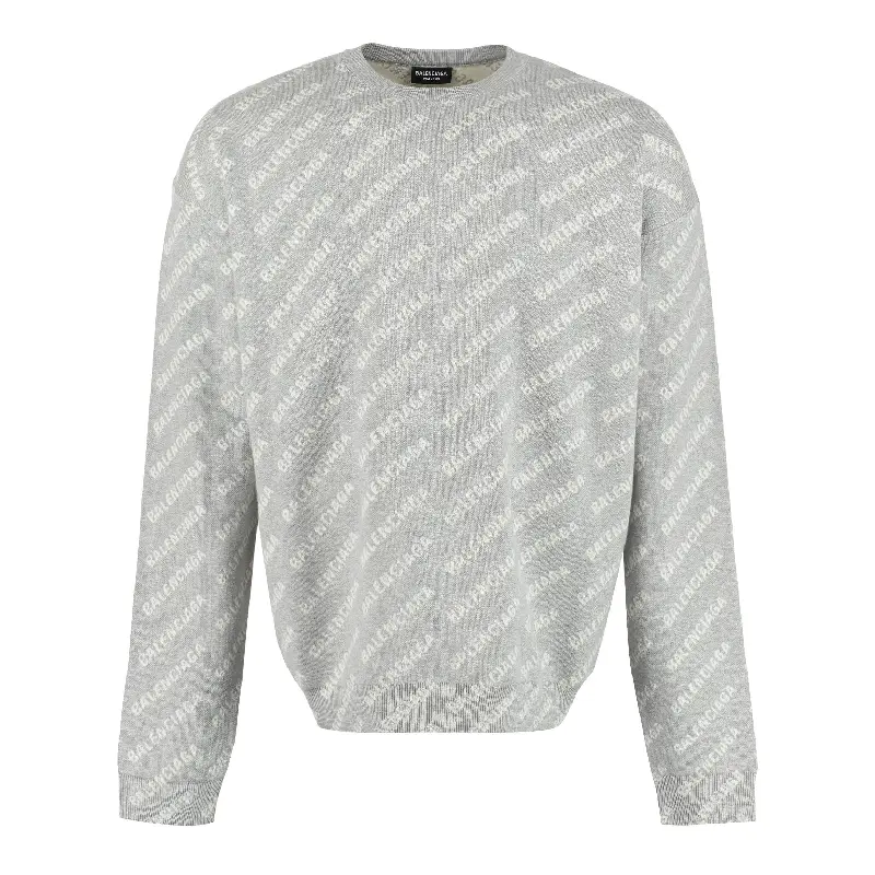 

Свитер Balenciaga JAll Over Logo Crew-neck, серый