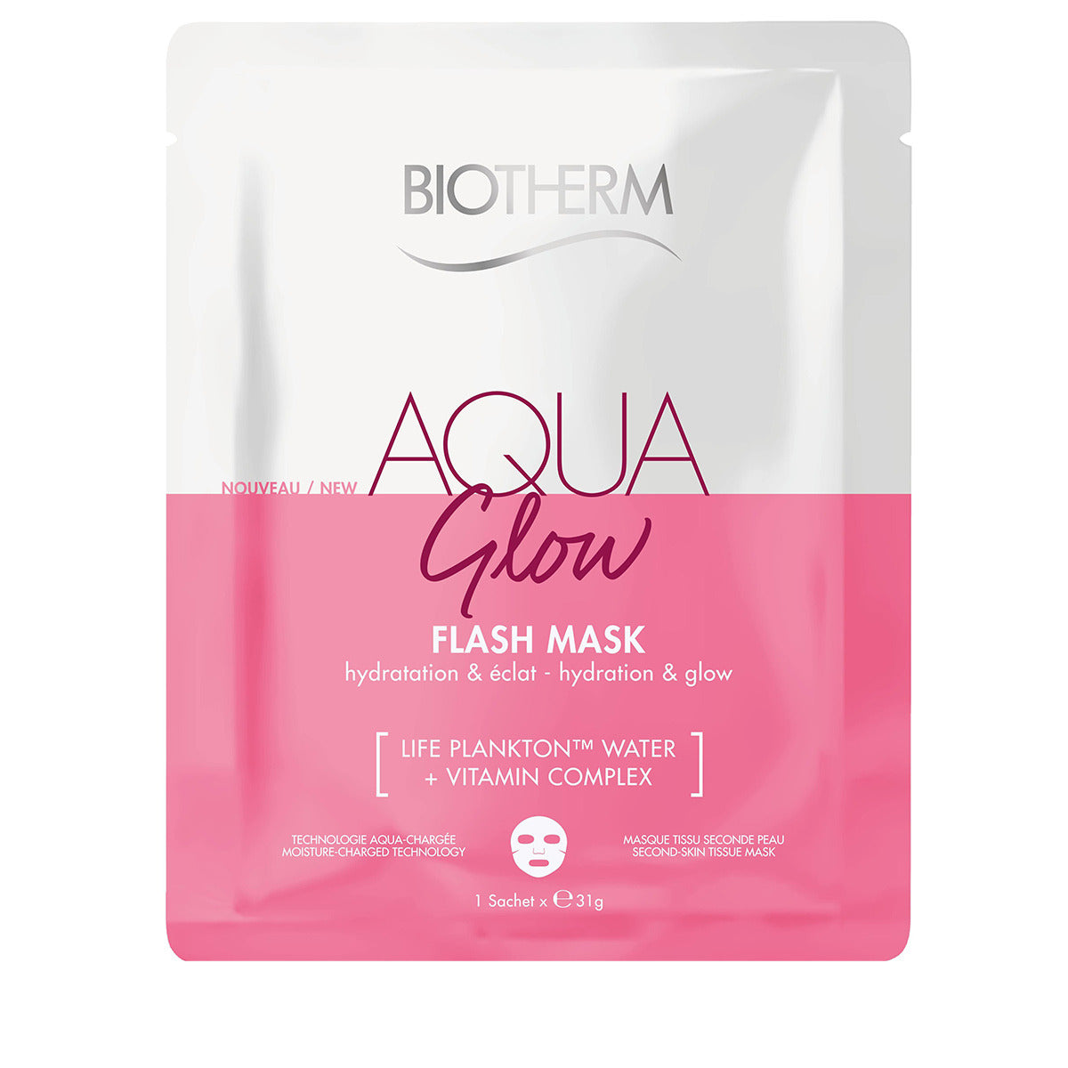 Biotherm Увлажняющая тканевая маска для лица Aqua Glow Flash Mask 31г уход за лицом biotherm тканевая маска для лица увлажнение и сияние aqua glow flash mask