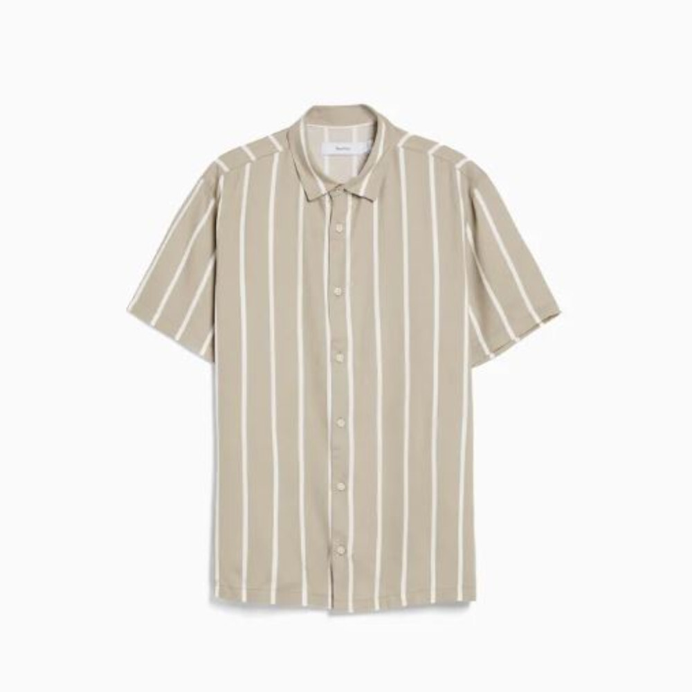

Рубашка из твила в полоску с короткими рукавами Bershka Short Sleeve Striped Twill, белый