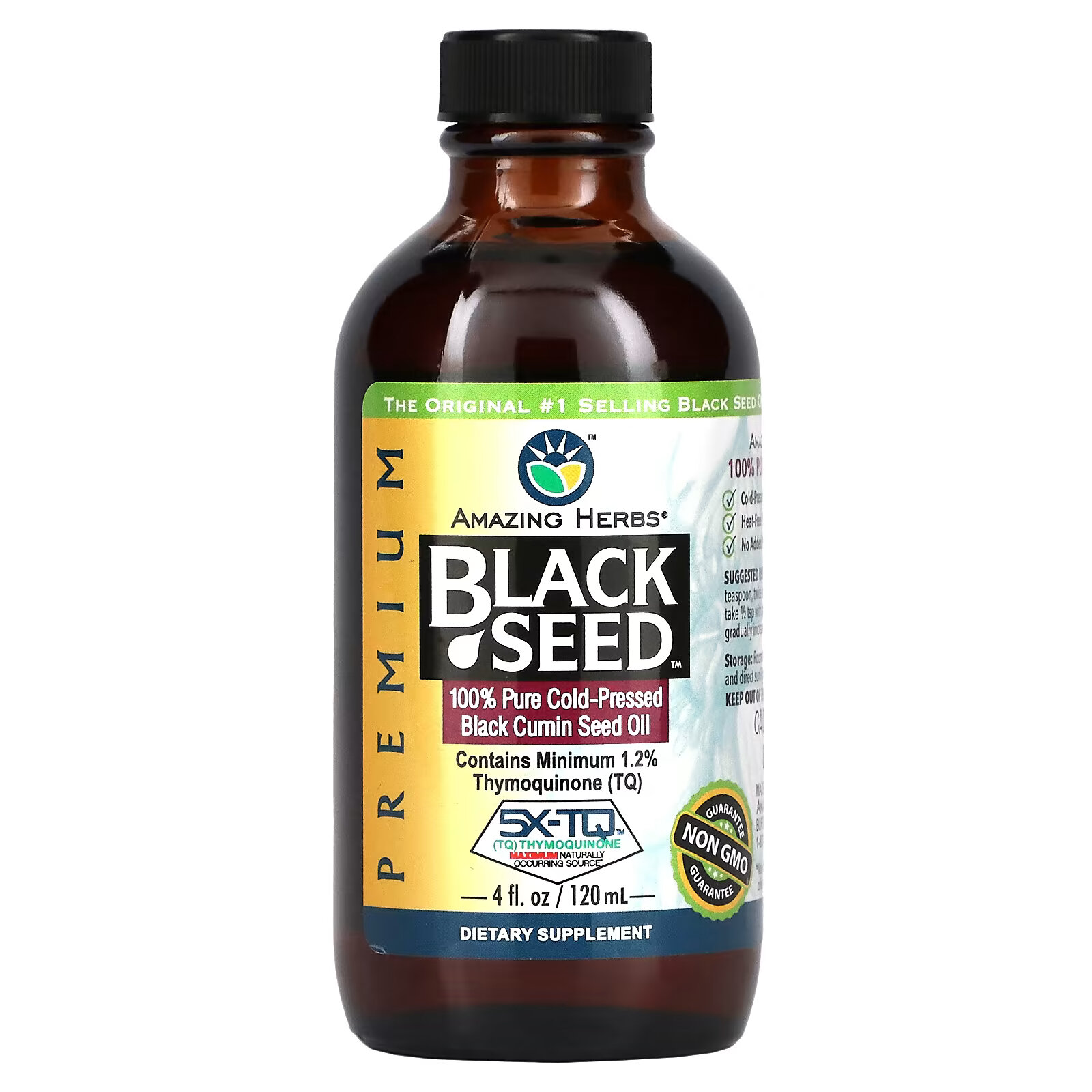 100% чистое масло семян черного тмина amazing herbs black seed холодного отжима 30 мл Amazing Herbs, Black Seed, на 100% чистое масло холодного отжима из семян черного тмина, 120 мл (4 жидк. унции)