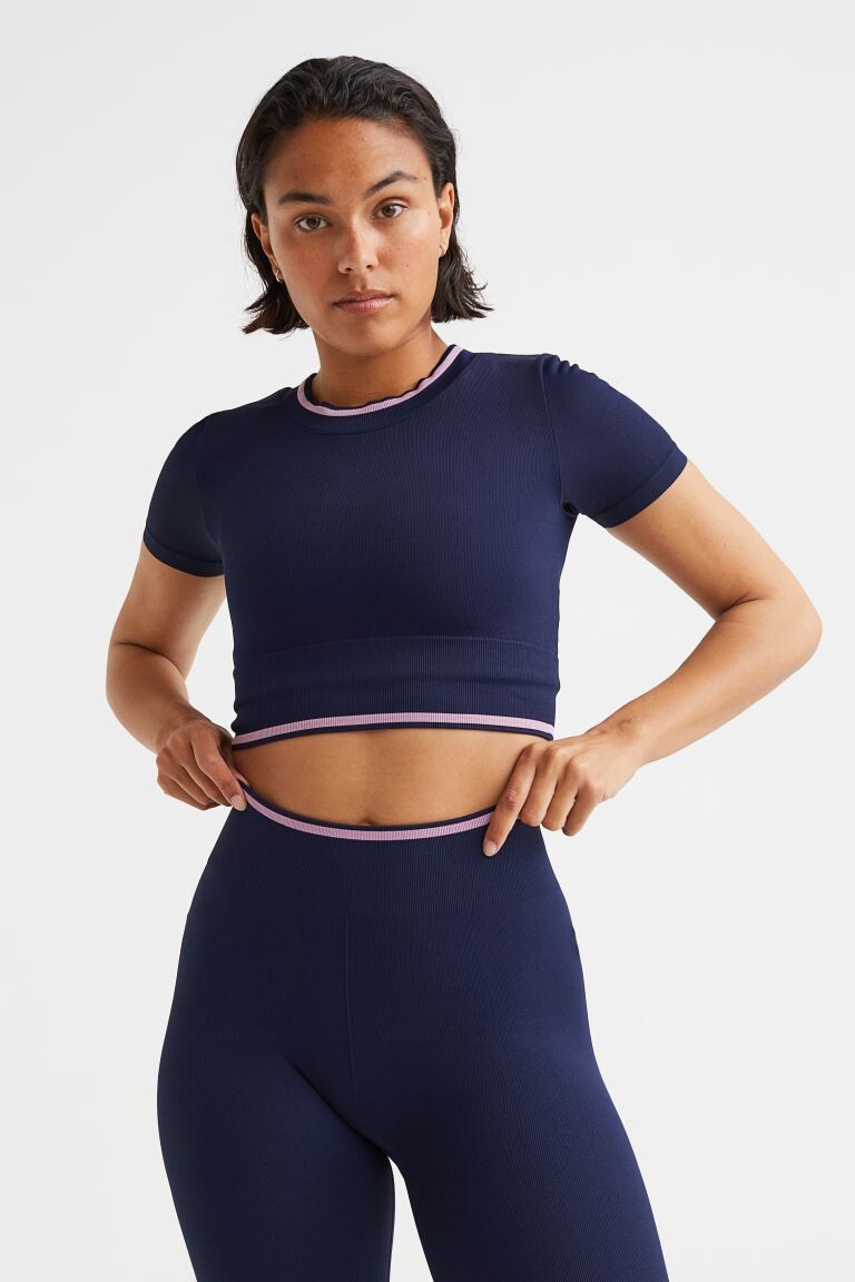 

Бесшовный спортивный топ H&M, темно-синий