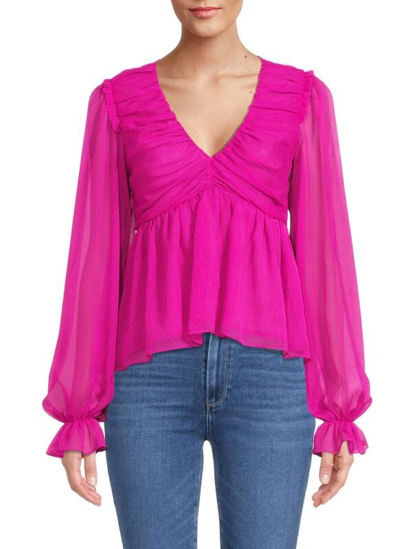 

Шифоновый топ empire с пышными рукавами blu pepper Magenta