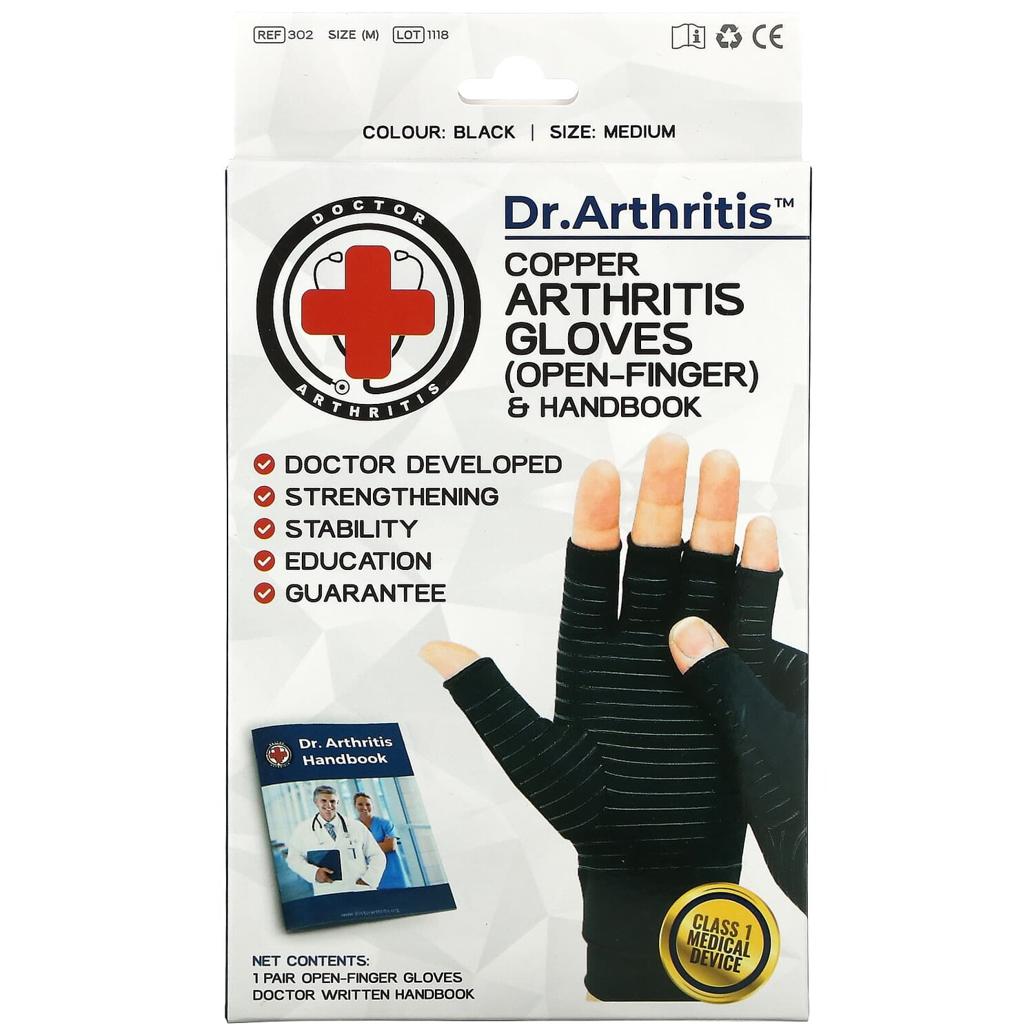 

Медные Перчатки Doctor Arthritis для больных артритом, средний размер, черные