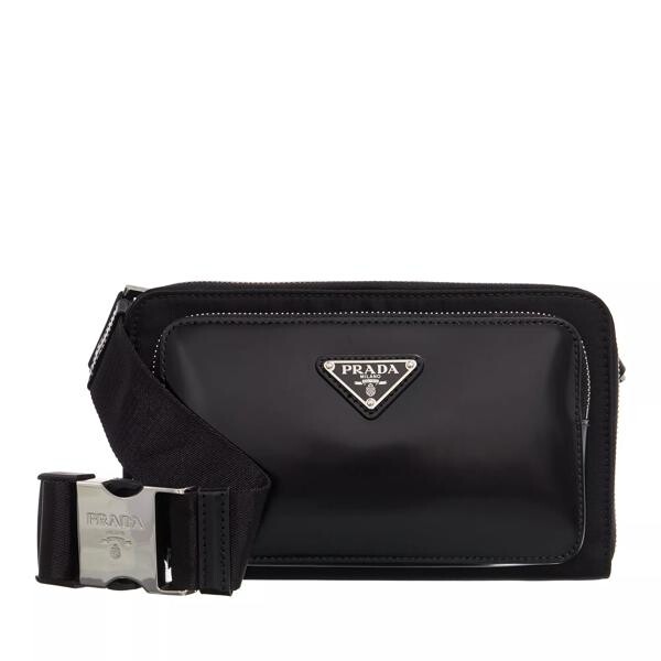 

Сумка re-nylon leather shoulder strap Prada, черный