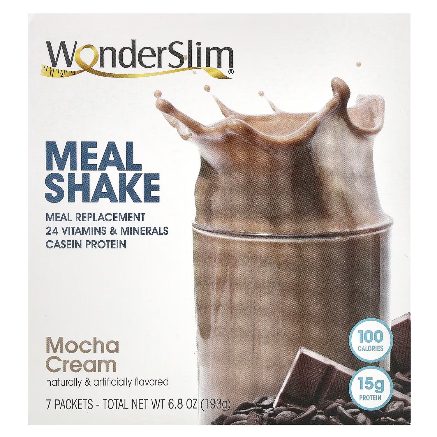 

Meal Shake, Крем мокко, 7 пакетов по 28 г каждый Wonderslim