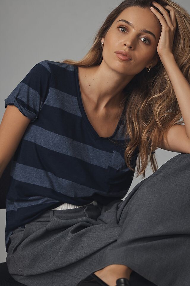 

Классическая футболка T.La с V-образным вырезом, цвет denim rinsed