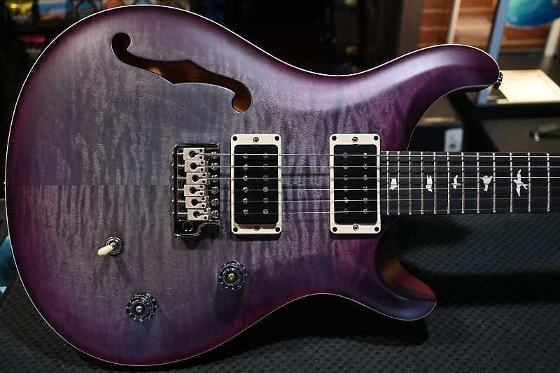 

PRS Wood Library CE 24 Полуажурное стеганое одеяло Faded Grey Black Purple Burst Satin #7904 CE 24 Semi-Hollow