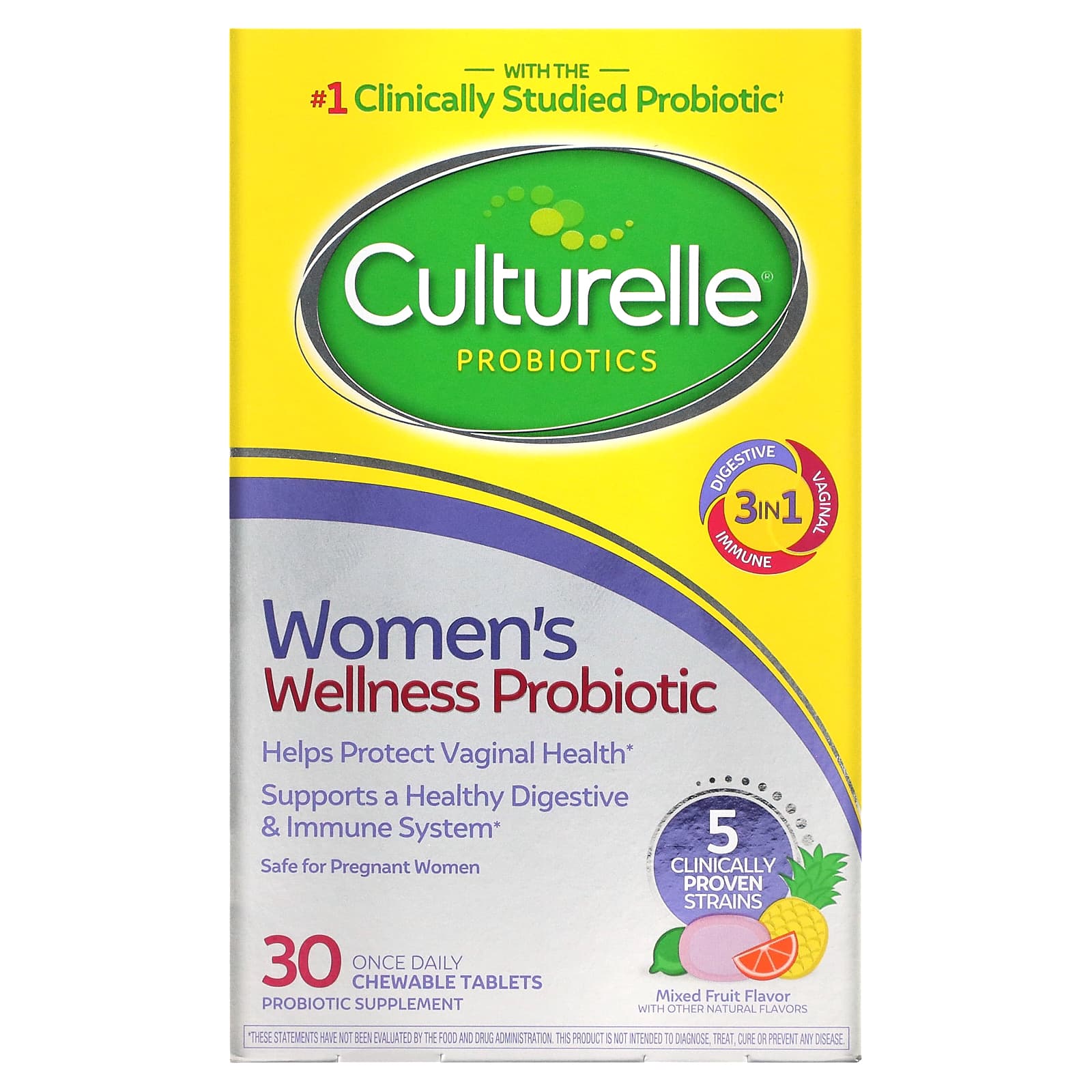 Пробиотики Culturelle для женщин, фруктовое ассорти, 30 жевательных таблеток