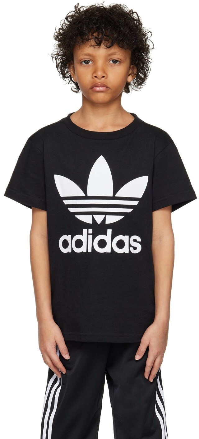 

Детская футболка с черным трилистником для больших детей adidas Kids