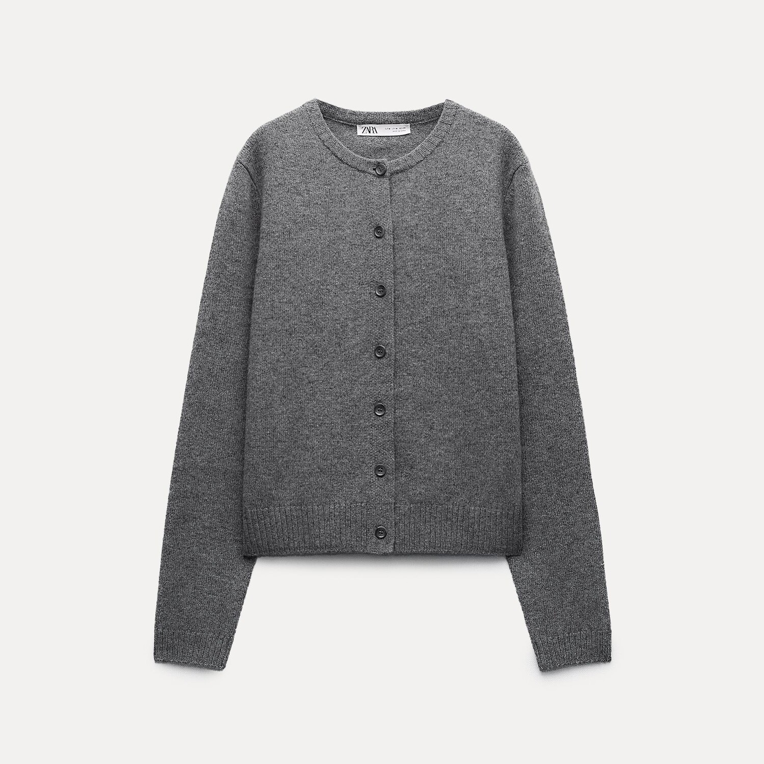 

Трикотажный кардиган из 100% шерсти ZARA, серый