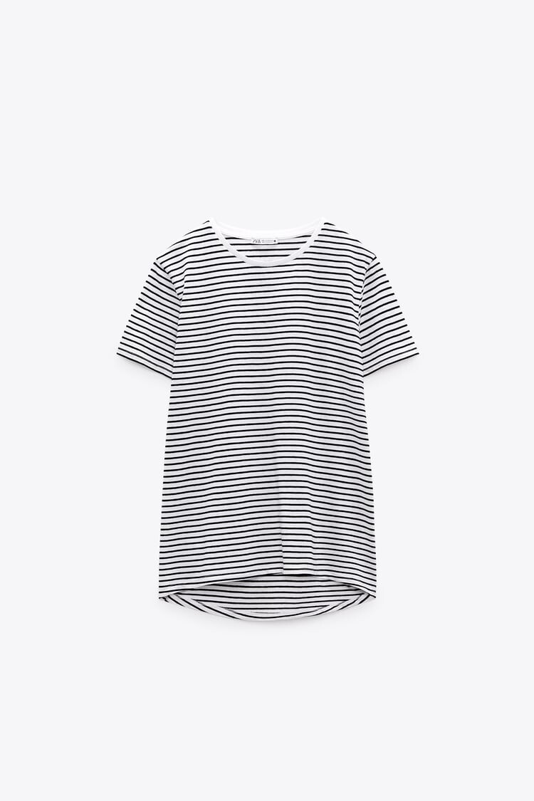 

Футболка Zara Basic, чёрно-белый