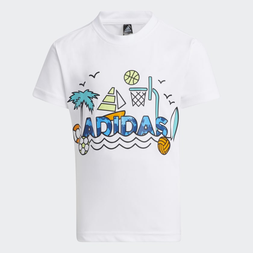 Футболка adidas Cotton Graphic, белый/мультиколор