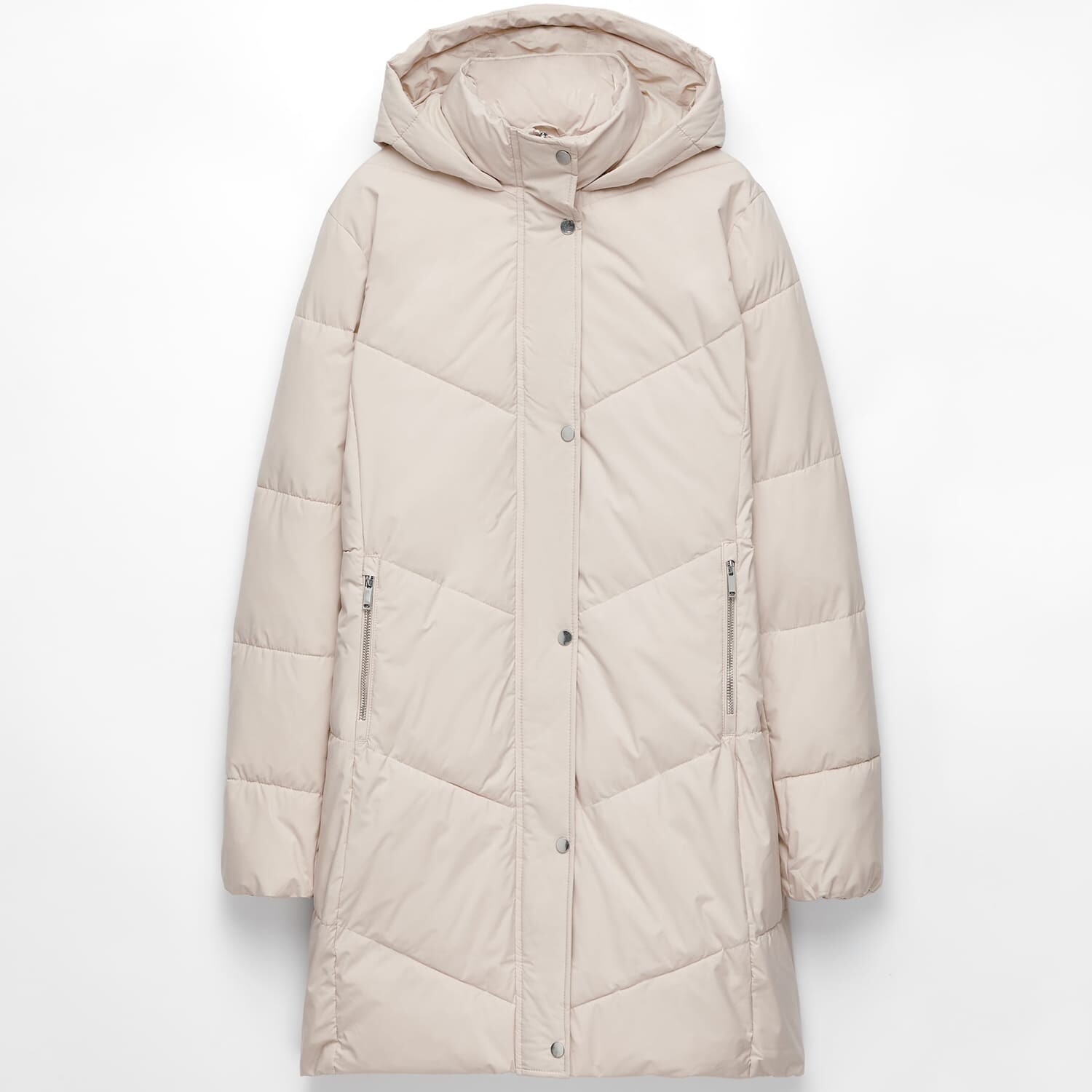 

Куртка Oysho Water-repellent Primaloft Padded Midi, бежевый