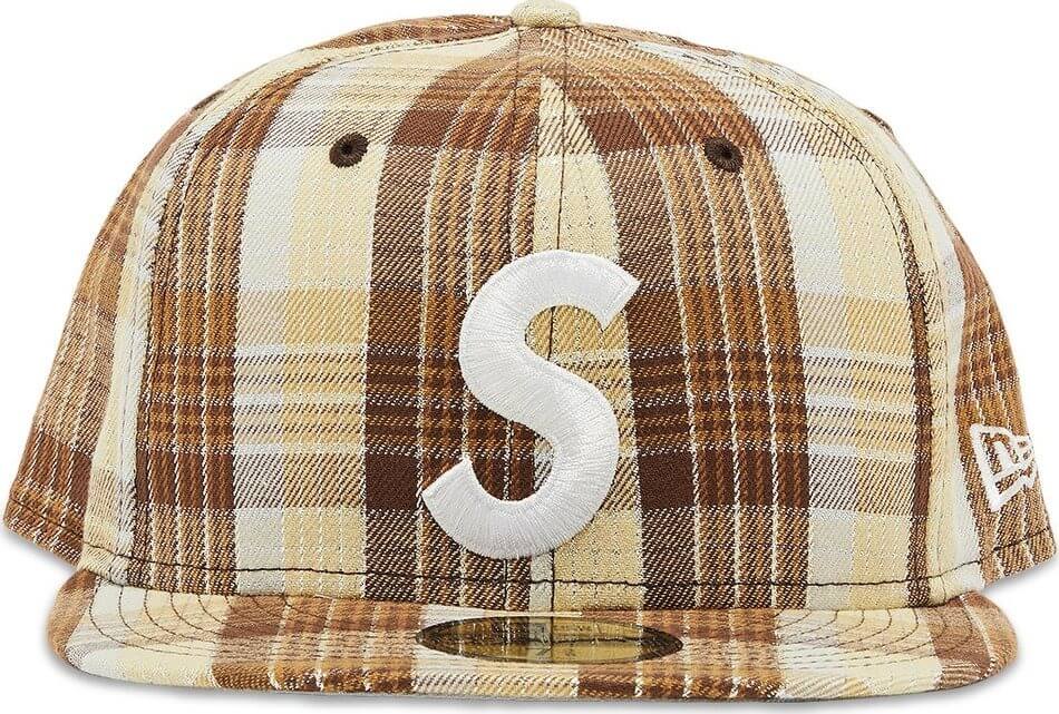 цена Бейсболка Supreme Metallic Plaid S Logo New Era, коричневый