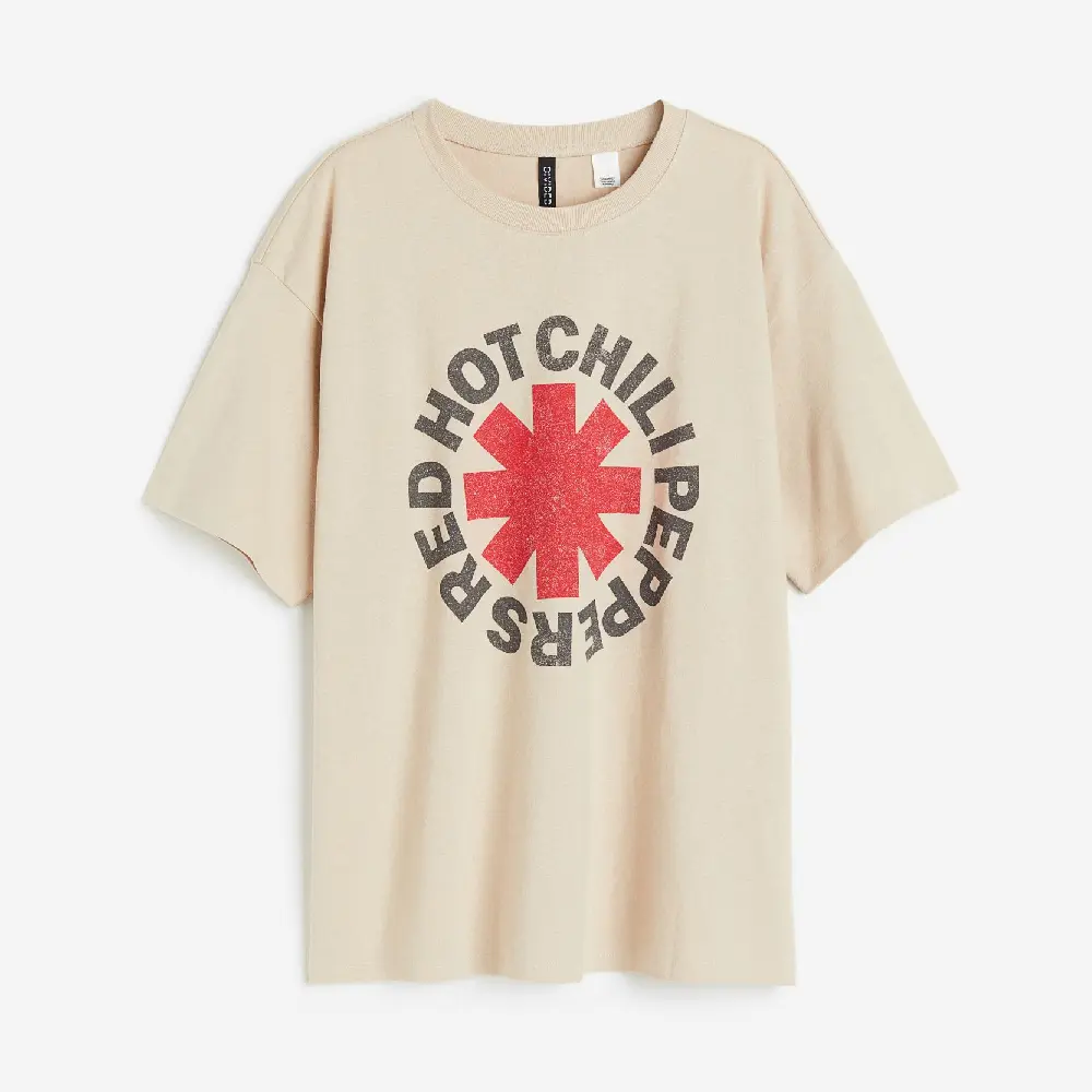 

Футболка H&M Oversized Printed Red Hot Chili Peppers, бежевый