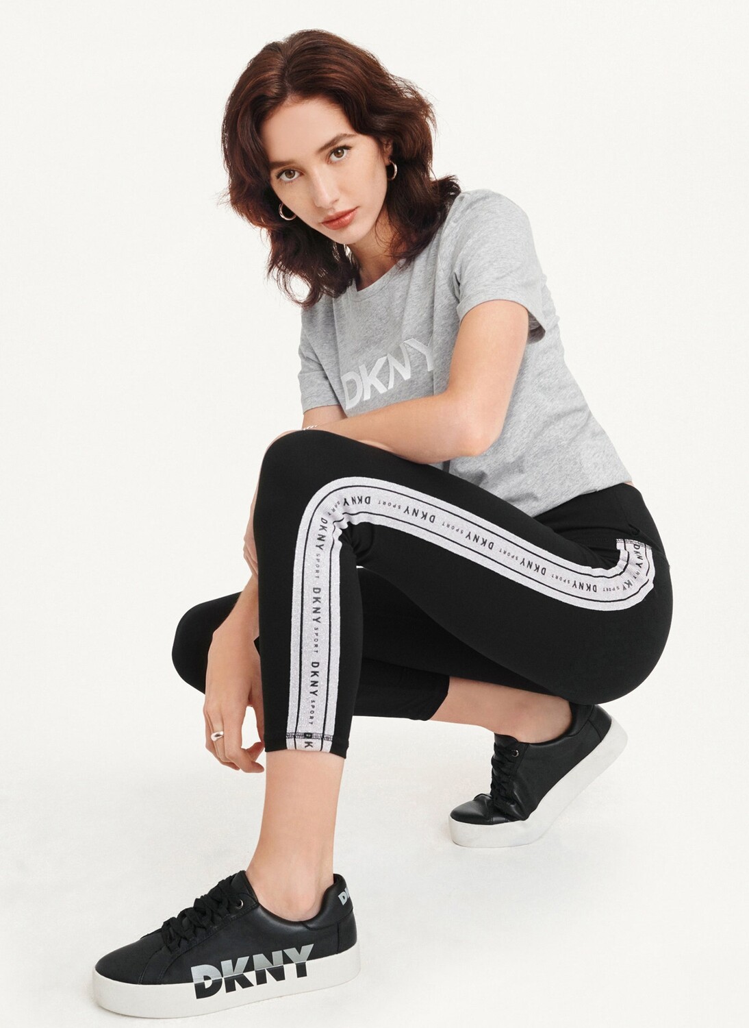 

Леггинсы с металлизированной тесьмой и логотипом DKNY