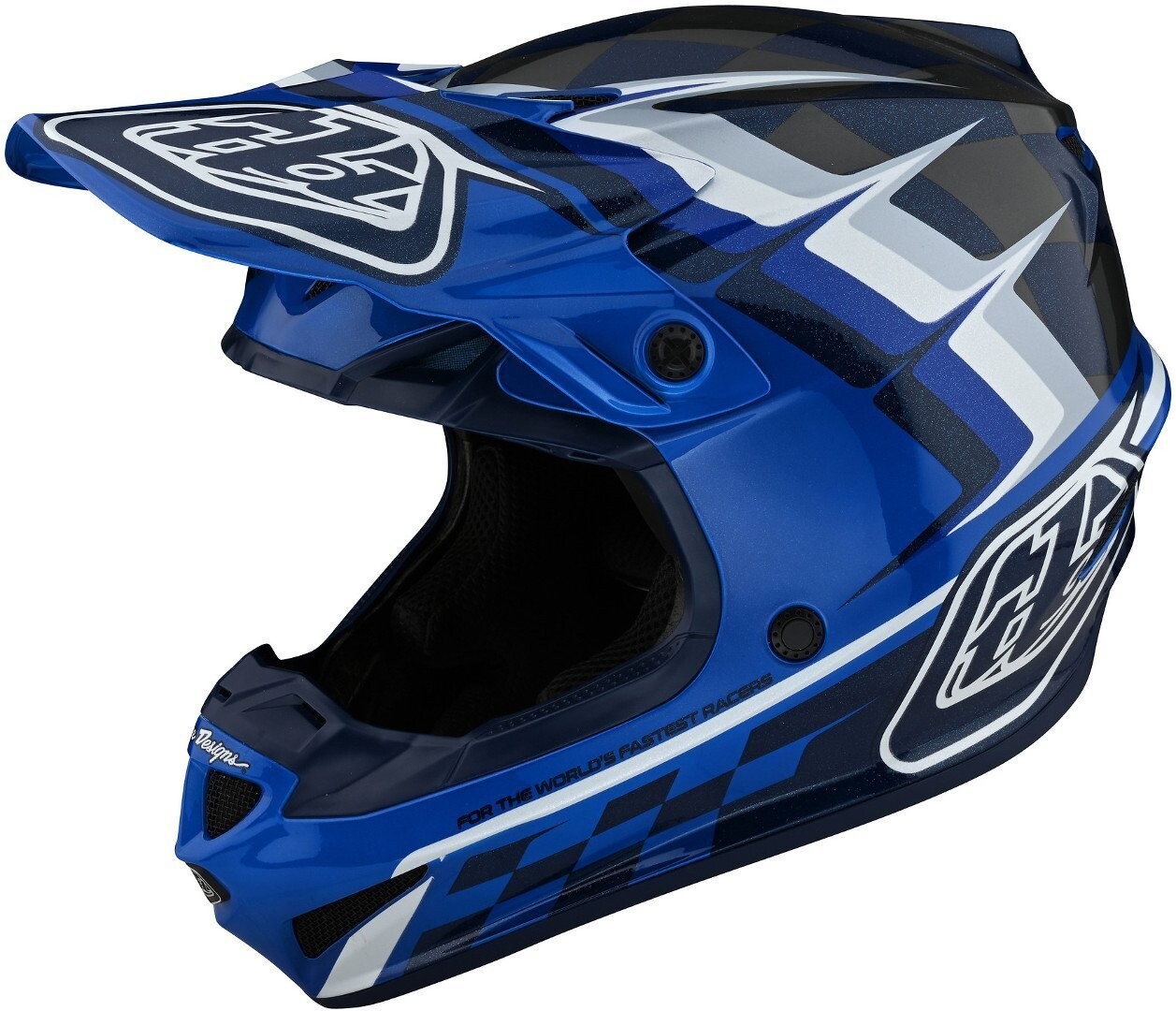 

Шлем Troy Lee Designs SE4 Warped Polyacrylite MIPS для мотокросса, синий