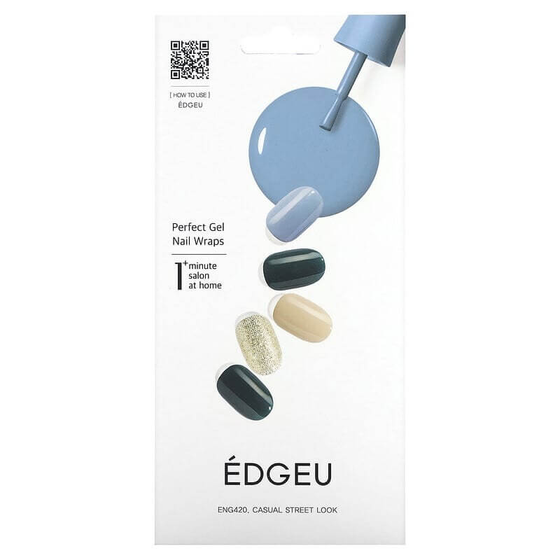 цена Гелевые полоски Edgeu для ногтей Perfect ENG420 Casual Street Look, набор из 16 полосок