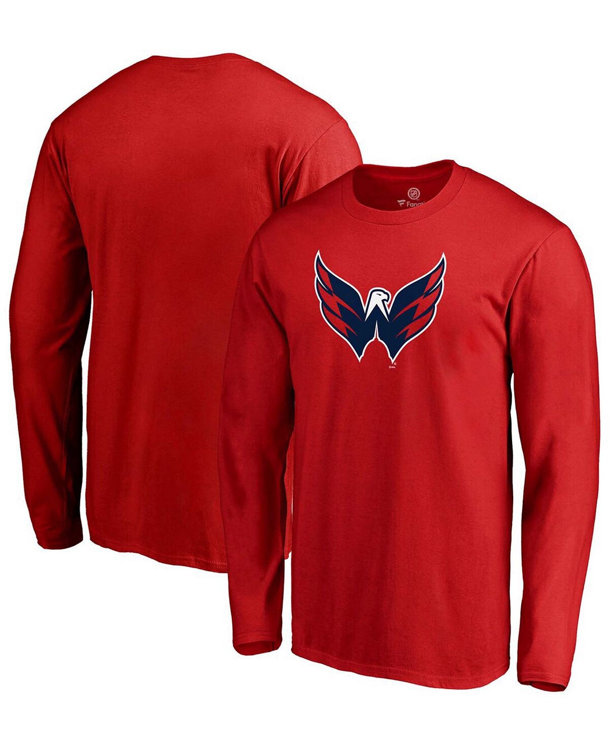 

Мужская красная футболка с длинным рукавом с логотипом washington capitals primary team Fanatics, красный