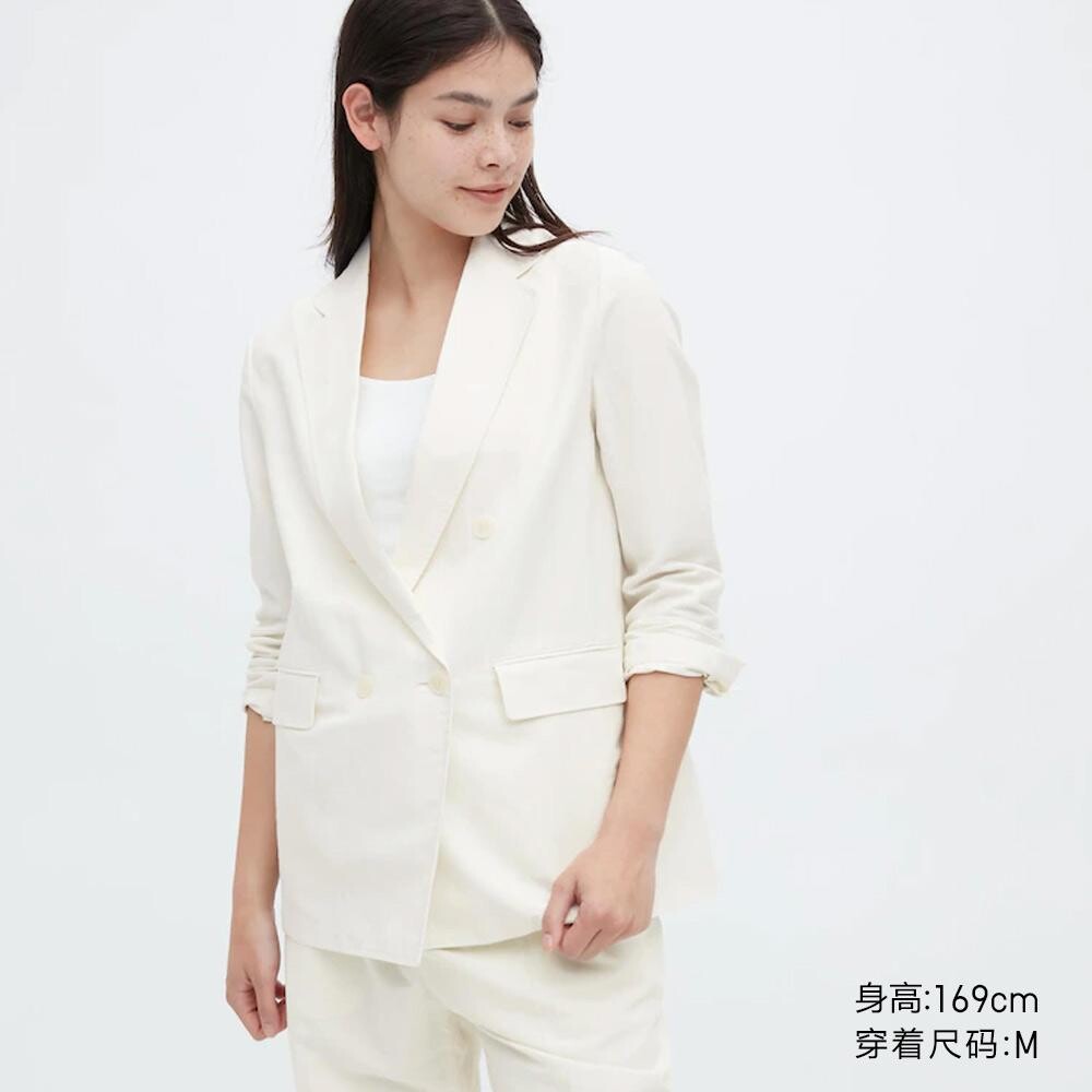 

Пиджак повседневный Uniqlo with drapery, молочный, Белый