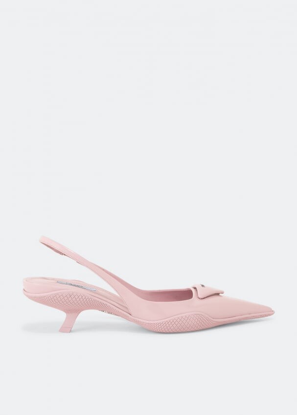 

Туфли PRADA Brushed leather slingback pumps, розовый