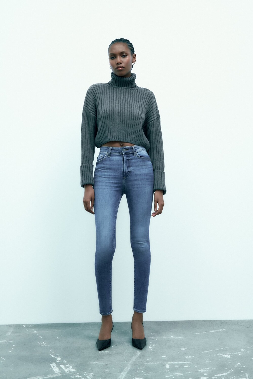 

Джинсы скинни с высокой посадкой zw ZARA, синий