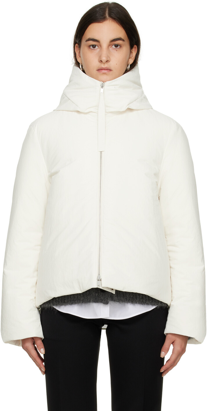 

Белый пуховик с капюшоном Jil Sander
