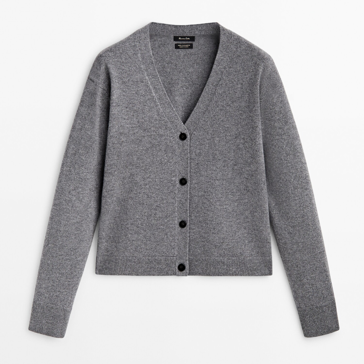 

Кардиган Massimo Dutti 100% Cashmere V-neck, серый