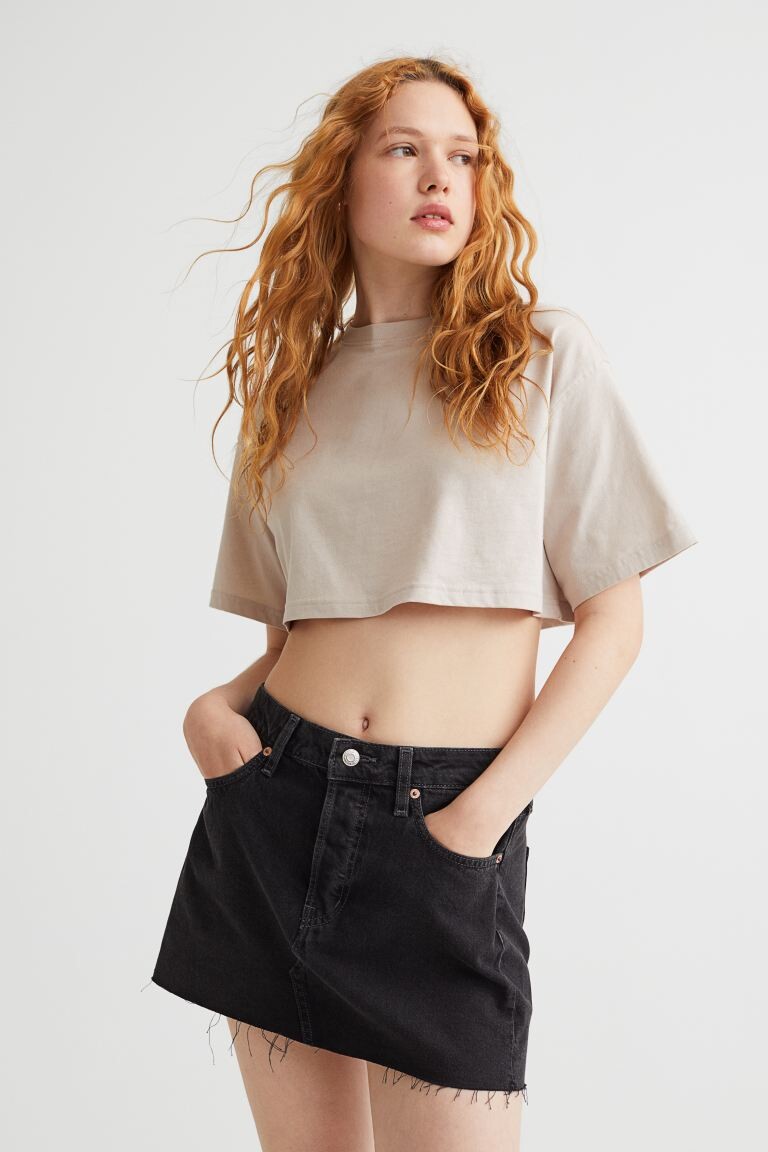 

Джинсовая юбка с заниженной талией H&M, черный