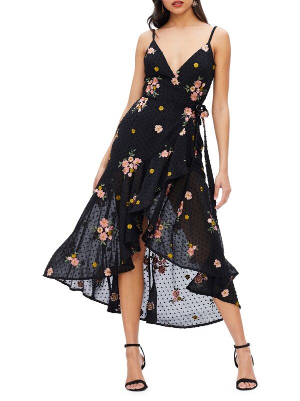 

Платье Delphine Dress The Population расклешенное с запахом, черный