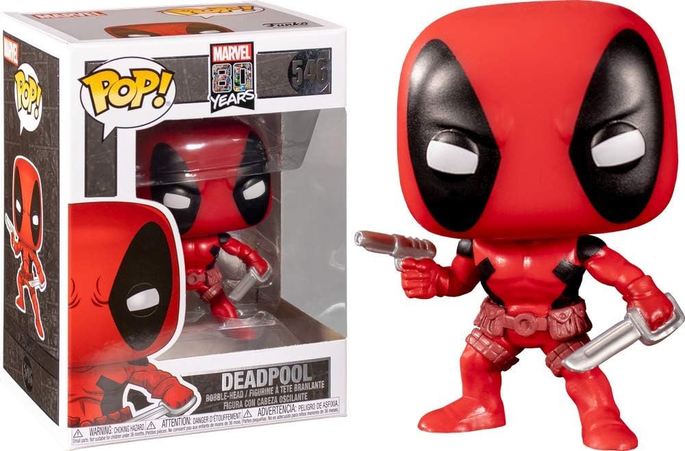 Funko 44154 POP. Bobble Marvel: 80th-First Appearance: Deadpool Collectible  Figure, Multicolour, 3.75 inches