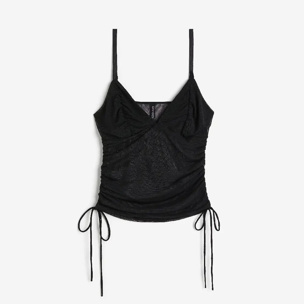 

Топ H&M Drawstring-detail Mesh, черный
