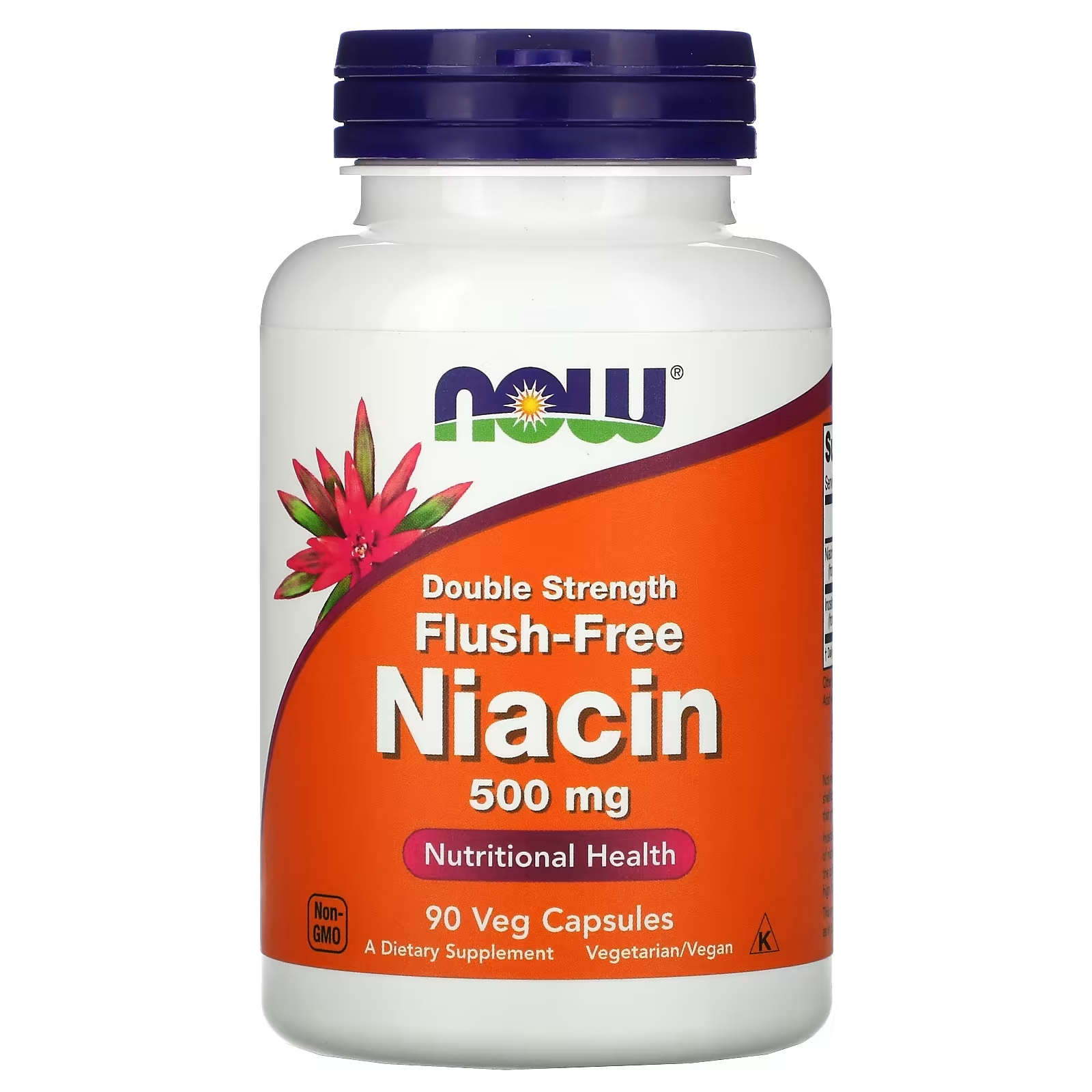 NOW Foods ниацин без приливов двойная сила 500 мг, 90 вегетарианских капсул