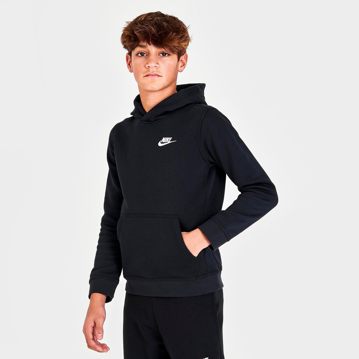 

Худи из флиса Nike Sportswear Club для мальчиков, черный