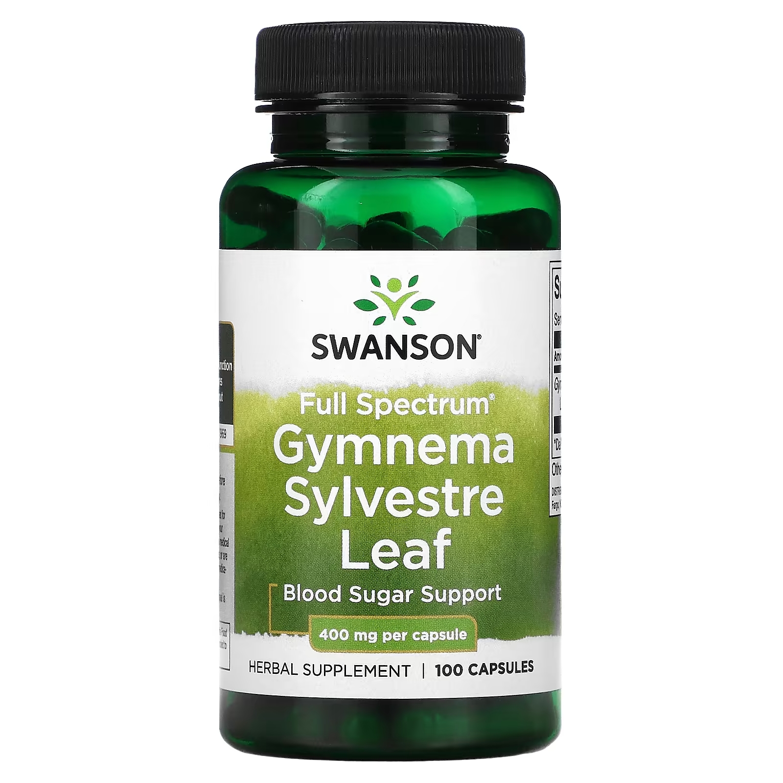 Swanson Gymnema Sylvestre Leaf полный спектр действия 400 мг, 100 капсул swanson полынь сладкая полный спектр 425 мг 90 капсул