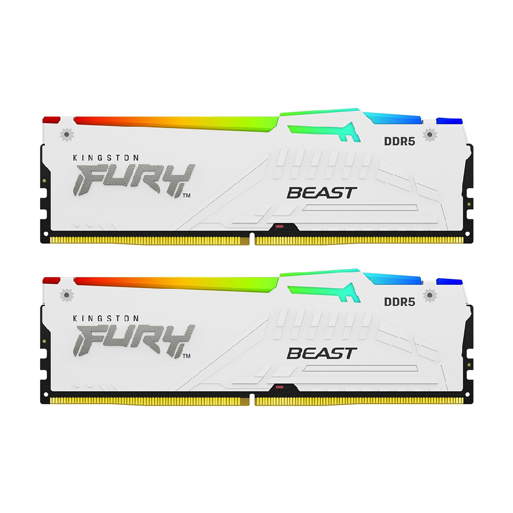 Оперативная память Kingston Fury Beast RGB, 32 Гб DDR5 (2x16 Гб), 5200 МГц, KF552C40BWAK2-32, белый