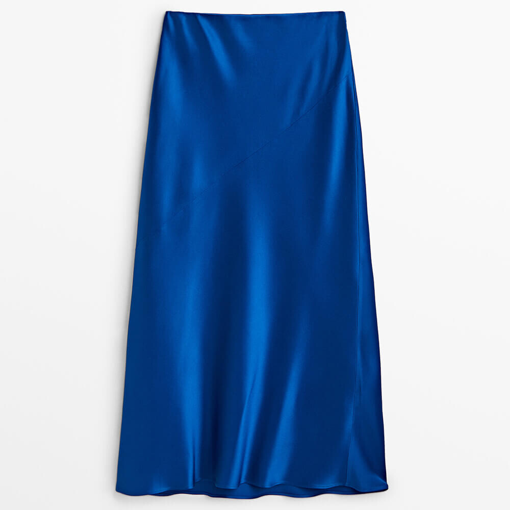 

Юбка Massimo Dutti Flowing Satin, синий