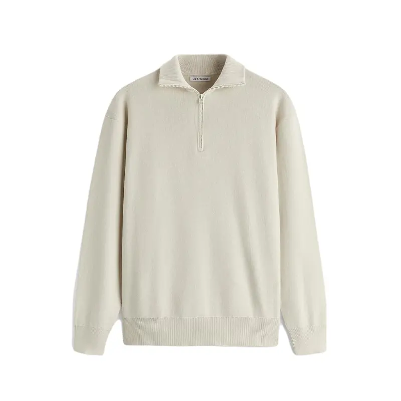 

Свитер ZARA High neck with zip, желтовато-белый