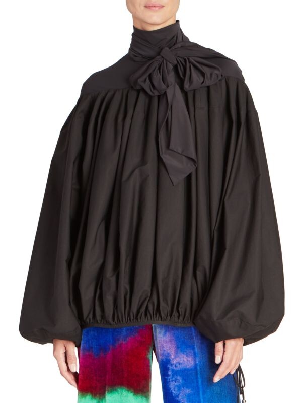 

Рубашка Cathy Self-tie Dries Van Noten с высоким вырезом, черный