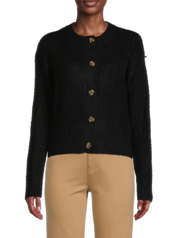 

Вязаный кардиган с круглым вырезом Saks Fifth Avenue Soft blue