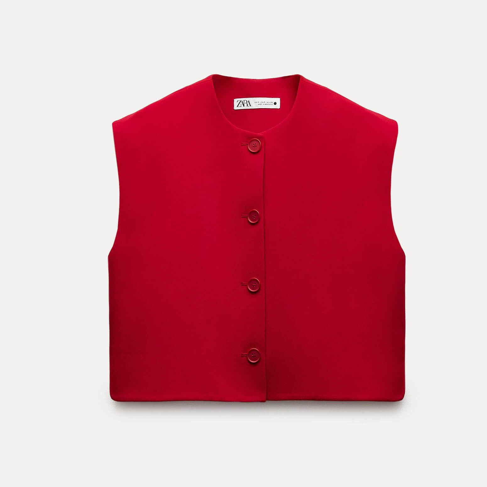 Жилет-топ Zara ZW Collection Buttoned, красный kupuyabe женский жилет топ летний полиэстер шифоновый жилет без рукавов модный повседневный топ