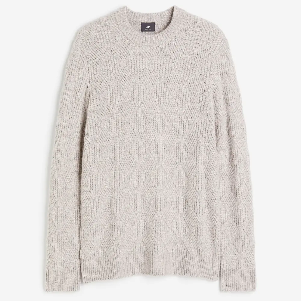

Свитер H&M Regular Fit Cable-knit, серый